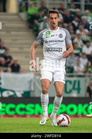 Budapest, Ungarn – 7. Mai 2022. MTK Budapest Stürmer Miovski Bojan während der ungarischen OTP Bank Liga Gameweek 32 Spiel Ferencvaros gegen MTK Budapest (0-3) Stockfoto