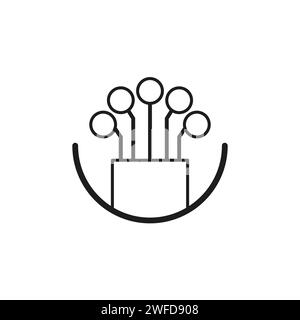 Abbildung des Glasfaserkabels mit flachem Schild. Globales Kommunikationsnetzwerk. Hohe Geschwindigkeit. Vektorabbildung. EPS 10. Stock Vektor