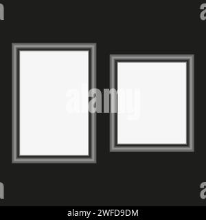 Weißer Rahmen, schwarzer Hintergrund. Galerie-Banner. Vektorabbildung. EPS 10. Stock Vektor