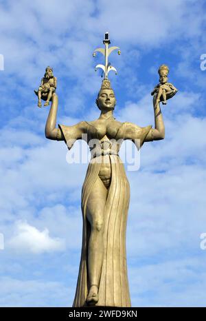 Statue der Imperia im Hafen von Konstanz als Wahrzeichen der Stadt am Bodensee - Deutschland. Stockfoto
