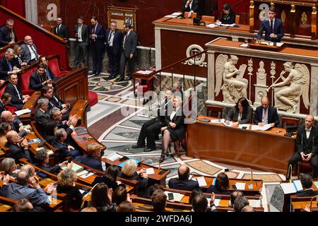 Paris, Frankreich. 30. Januar 2024. Julien Mattia/Le Pictorium - Gabriel Attals Grundsatzrede - 30/01/2024 - Frankreich/Ile-de-France (Region)/Paris - Allgemeine Grundsatzansprache des neuen Premierministers Gabriel Attal vor der Nationalversammlung am 30. Januar 2024 Credit: LE PICTORIUM/Alamy Live News Stockfoto