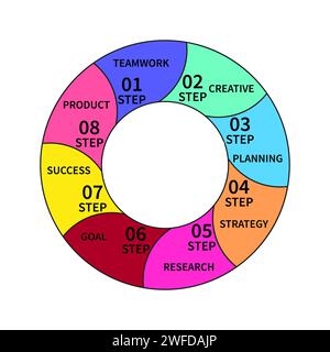 Infografik Für Flache Runde Diagramme. Geschäftskreisvorlage mit Optionen für Broschüre, Diagramm, Workflow. Vektorabbildung. EPS 10. Stock Vektor