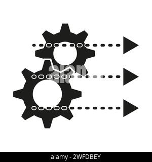 Prozessmanagement-Symbol, Branche für feste Strategie, Optimierungsbetrieb, Getriebezahnrad. Vektorabbildung. Stockbild. EPS 10. Stock Vektor
