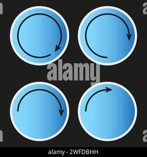 Kreispfeile und volle Kreise. Blaue Pfeilschilder. Vektorabbildung. Rohbild. EPS 10. Stock Vektor