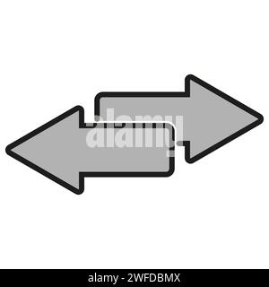 Zwei Pfeile an verschiedenen Seiten. Symbolgruppe für Internet-Computer. Vektorabbildung. EPS 10. Stock Vektor