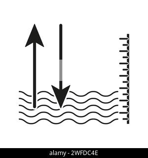 Symbol für Füllstand Wasser oder Flüssigkeit, Messvolumen. Vektorabbildung. Rohbild. EPS 10. Stock Vektor