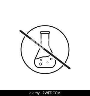 Symbol für freie chemische Linie. Symbol „kein chemisches Risiko“. Bio-Lebensmittel, keine Zusatzstoffe, keine Konservierungsstoffe. Natürliche Lebensmittel. Vektorabbildung. EPS 10. Stock Vektor