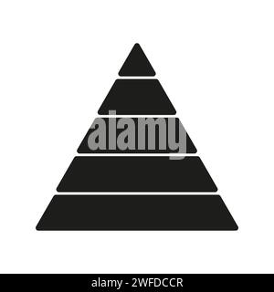 Pyramidensymbol für Infografiken. Dreieck mit 5 Ebenen. Vektorabbildung. EPS 10. Rohbild. Stock Vektor