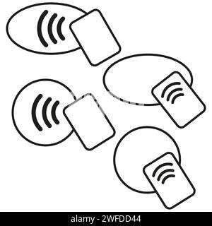 Kontaktloses drahtloses Bezahlschild. NFC-Technologie. Vektorabbildung. EPS 10. Stock Vektor