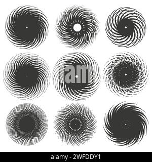 Spiralelement, Drall, Drall, Spiralelement. Whirlpool, Whirlpool-Effekt. Kreisförmige, radiale Linien mit Drehung. EPS 10. Stock Vektor