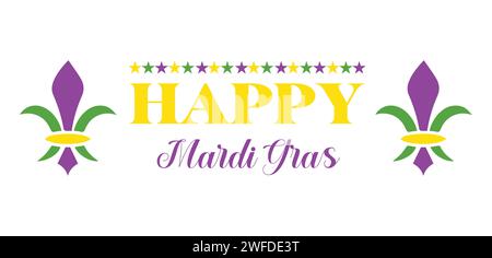 Happy Mardi Gras Text Illustration Design Stock Vektor