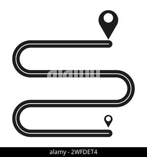 Zeigersymbol. Zwei Stifte, der Pfad zur Position. Vektorabbildung. Rohbild. EPS 10. Stock Vektor