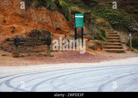 San Francisco, Kalifornien: Zeichen der Pflanzensanierung der Twin Peaks, ein Projekt zur Bereitstellung von Lebensraum für den Mission Blue Butterfly Stockfoto