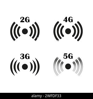 5g-, 4G-, 3G-, 2g-Vektorzeichensatz isoliert auf Hintergrund. Vektorabbildung. EPS 10. Stock Vektor