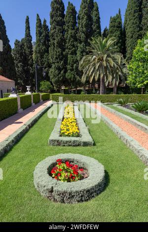 Hängende Gärten von Haifa (Bahá’í-Gärten) in der Stadt Haifa (Israel) Stockfoto