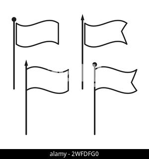 Flaggensymbol. Winkende Flagge auf einem Stabsymbol. Vektorabbildung. Rohbild. EPS 10. Stock Vektor