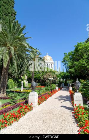 Hängende Gärten von Haifa (Bahá’í-Gärten) in der Stadt Haifa (Israel) Stockfoto