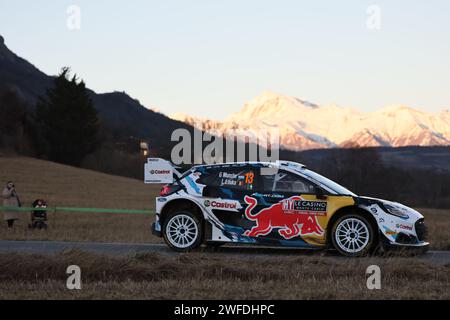 Monaco, Monaco. Januar 2024. MONACO, MONTE-CARLO - 24. Januar 2024: Gregoire Munster aus Luxemburg und Louis Louka aus Belgien vom M-Sport Ford World Rallye Team fahren den Ford Puma Rally1 Hybrid während des Shakedown bei der FIA World Rallye WRC Automobile Monte-Carlo in Gap, Frankreich, am 24. Januar 2024 während der WRC RALLYE. FIA Rallye-Weltmeisterschaft - Rallye Monte Carlo 2024, (Foto und Copyright @ Jun QIAN/ATP Images (QIAN Jun/ATP/SPP) Credit: SPP Sport Press Photo. /Alamy Live News Stockfoto