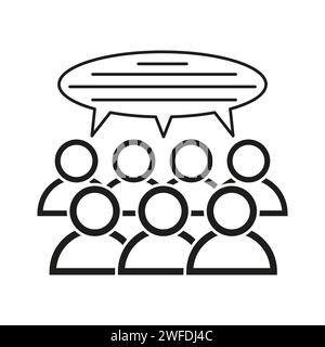 Symbol für Gruppenmeinung. Menschen reden, treffen sich, bauen Geschäftspartnerschaften auf. Vektorabbildung. EPS 10. Rohbild. Stock Vektor