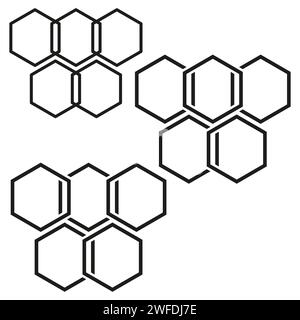 Sechseckige Hintergrundlinie mit Text. Vektorabbildung. EPS 10. Rohbild. Stock Vektor