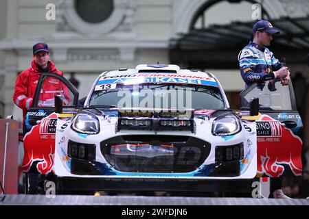 Monaco, Monaco. Januar 2024. MONACO, MONTE-CARLO - 25. Januar 2024: Gregoire Munster aus Luxemburg und Louis Louka aus Belgien aus dem M-Sport Ford World Rallye Team mit dem Ford Puma Rally1 Hybrid während der Präsentation bei der FIA World Rallye WRC Automobile Monte-Carlo am 25. Januar 2024 während der WRC RALLYE, FIA Rallye-Weltmeisterschaft - Rallye Monte Carlo 2024, (Foto und Copyright @ Jun QIAN/ATP Images (QIAN Jun/ATP/SPP) Credit: SPP Sport Press Photo. /Alamy Live News Stockfoto