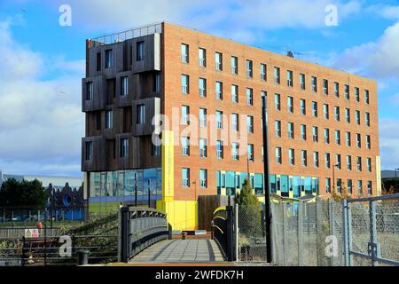 Gloworks Kreativwirtschaft Zentrum Porth Teigr, Roath Bassin, Bucht von Cardiff, Cardiff, Südwales, UK. Stockfoto