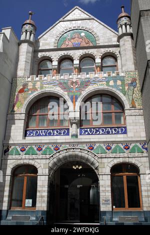 Die Fassade der ehemaligen Edward Everard Druckerei, Broad Street, Bristol Stockfoto