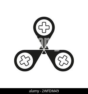 Symbol für Markierungen der Krankenhauskarte. Vektorabbildung. EPS 10. Rohbild. Stock Vektor