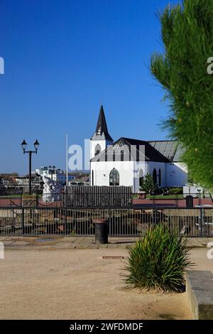Norwegische Kirche, Cardiff Bay, South Wales. Stockfoto