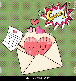 E-Mail Nachricht Valentinstag Pop Art Stil Vektorbild Stock Vektor