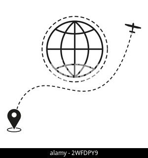 Weltreisen. Hin- und Rückfahrt. Ebenen Routen. Vektorabbildung. EPS 10. Rohbild. Stock Vektor