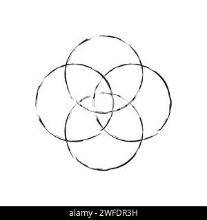 Form mit überlappenden Kreisen. Sich schneidende geometrische Kreise. Vektorabbildung. EPS 10. Rohbild. Stock Vektor