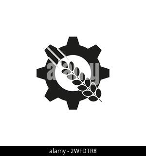 Symbol für die Landwirtschaft. Symbol für Agrartechnik. Weizen mit Ausrüstung, Ikone der Lebensmittelproduktion. Vektorabbildung. EPS 10. Rohbild. Stock Vektor