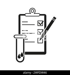 Symbol für klinische Analyseergebnisse. Symbol für Arzneimittelbericht. Symbol für Laborbluttests. HIV Check, Symbol. Vektorabbildung. EPS 10. Rohbild. Stock Vektor