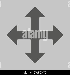 Pfeilkreuz. Gekreuzte Pfeile. Vier Pfeile zeigen in verschiedene Richtungen. Vektorabbildung. EPS 10. Rohbild. Stock Vektor