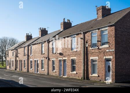 Eine Reihe von Reihenhäusern in Ritson Street, Stanley, Co. Durham, England, Großbritannien Stockfoto