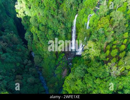 Luftaufnahme eines Dschungelwasserfalls Stockfoto