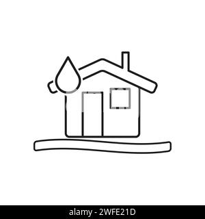 Undichtes Dach. Symbol für Haus und Wassertropfen. Vektorabbildung. EPS 10. Rohbild. Stock Vektor