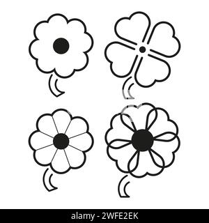 klee mit vierblättrigem Symbol. Vektorabbildung. Rohbild. EPS 10. Stock Vektor
