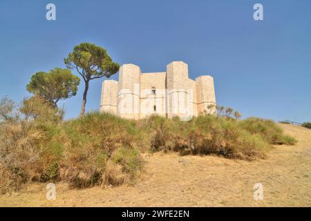 Castel del Monte liegt auf einem Hügel in Andria in der Region Apulien im Südosten Italiens. Stockfoto