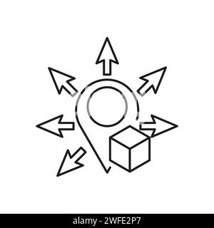 Optimierung des Symbols für das Delivery Management oder Bereitstellung von Distributionen. Logistiksteuerung. Vektorabbildung. Rohbild. EPS 10. Stock Vektor