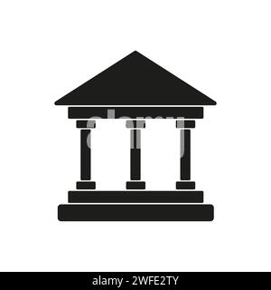 Banksymbol. Historisches Gebäude mit Säulensymbol. Schwarzes Schild der Universität. Vektorabbildung. Eps 10. Rohbild. Stock Vektor