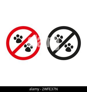 Tierverbot. Verwenden Sie keine Haustiere. Gehen Sie nicht mit Hunden. Nein zum Hund. Vektorabbildung. EPS 10. Rohbild. Stock Vektor