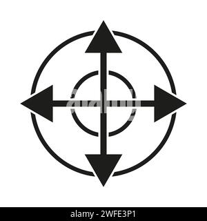 Navigationssymbol. Vier Pfeile in einem Kreis. Vektorabbildung. Eps 10. Rohbild. Stock Vektor