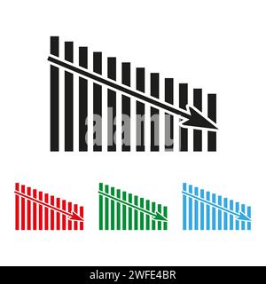 Symbol für abnehmendes Diagramm. Geschäftssymbole festgelegt. Vektorabbildung. Rohbild. EPS 10. Stock Vektor