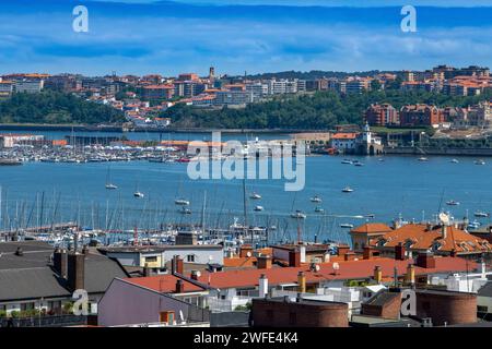 Yachthafen Getxo und Hafenpromenade, Provinz Bilbao, Baskenland, Euskadi, Spanien. Getxo von Guecho war eine Parish elizatea, anteiglesia, ursprünglich A Stockfoto