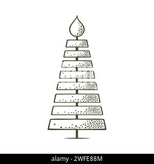 Skizze von topiären Nadelbäumen. Gescherte Thuja-Schüssel. Geometrische Bäume für Werbung und Landschaftsgestaltung. Isoliert auf weißem Hintergrund. Vektor Stock Vektor