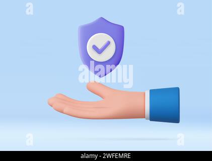 3D Hand gibt Versicherungsschutz. Stock Vektor