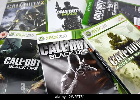 Call of Duty COD Videospielserie auf xbox – Wales, Großbritannien – 29. Januar 2024 Stockfoto