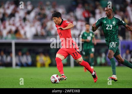 Al Rayyyan, Katar. 30. Januar 2024. Hwang Hee-chan (KOR) Fußball/Fußball : AFC Asienmeisterschaft Katar 2023 Achtelfinale zwischen Saudi-Arabien 1(2-4)1 Südkorea im Education City Stadium in Al Rayyyan, Katar. Quelle: Naoki Morita/AFLO SPORT/Alamy Live News Stockfoto